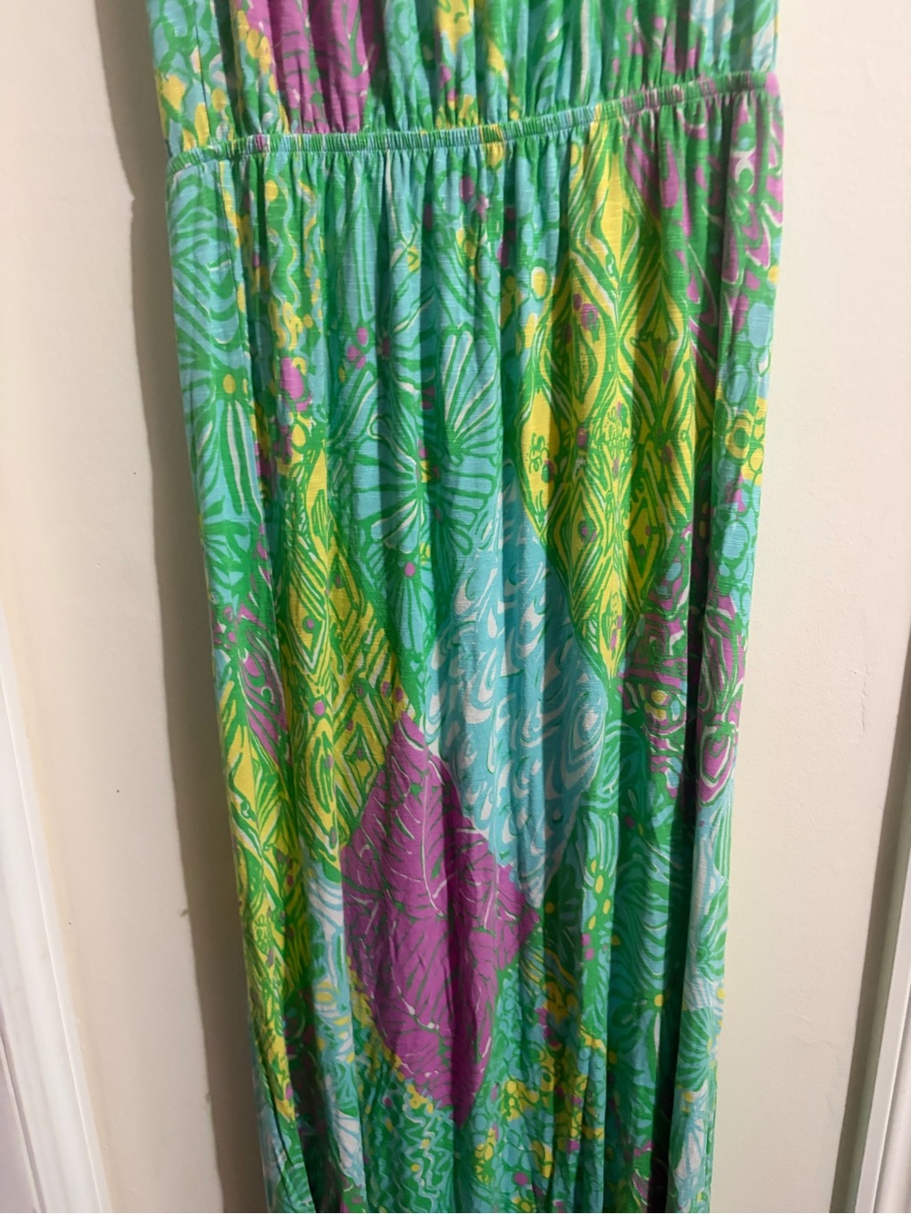 Lilly Pulitzer Strapless Green & Pink Printed Maxi Dress - Picture 8 of 11
